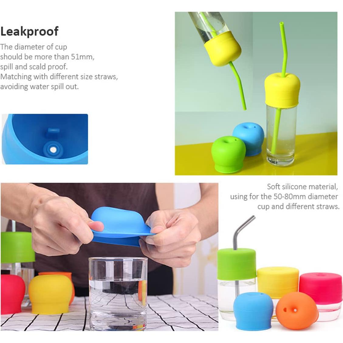 Tapas de Vaso de Silicona TOUGS - Paquete de 5, a Prueba de Derrames