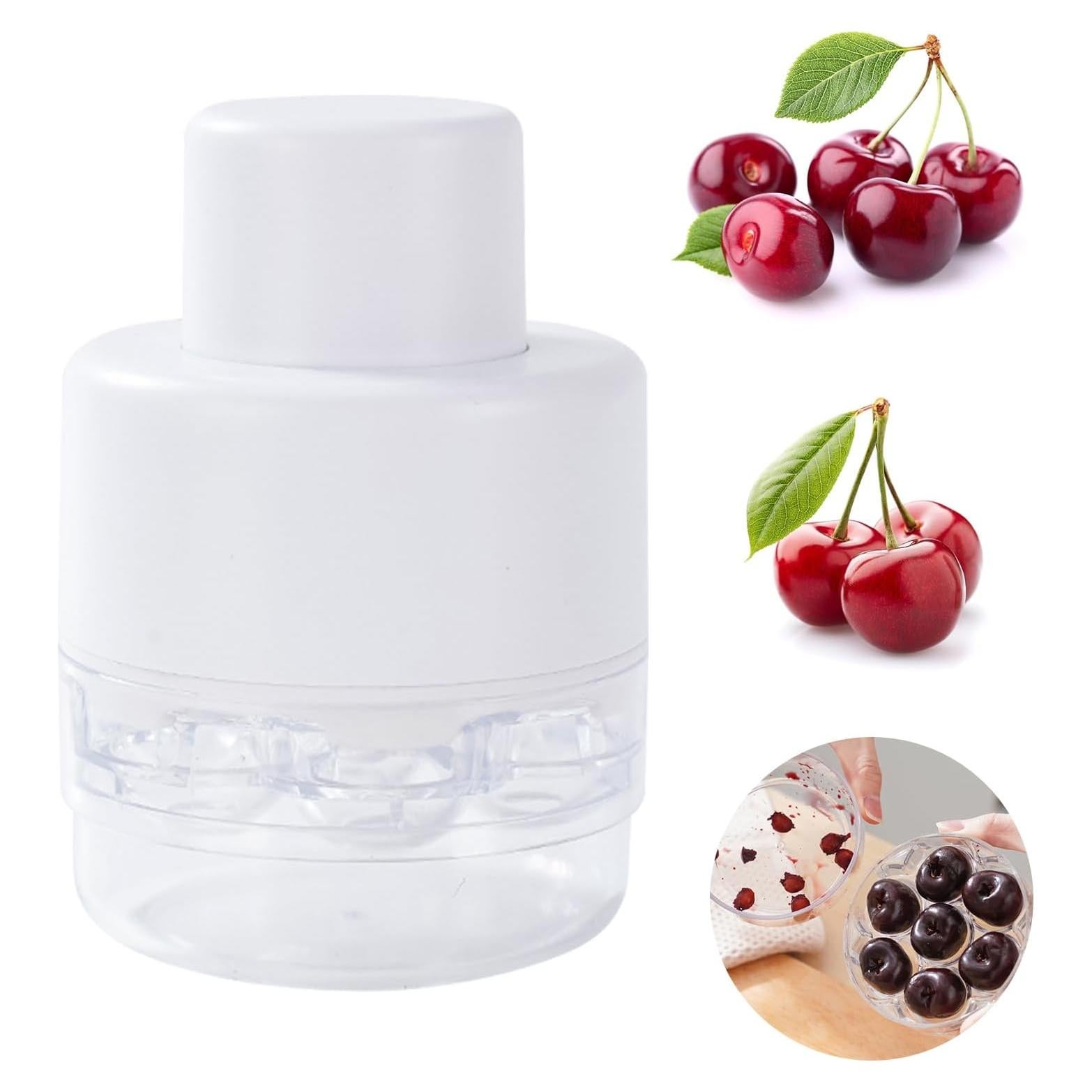 7 in 1 Olive and Cherry Pitter - 7 Holes Multiple Seed Remover Tool for Jam and Juice, White