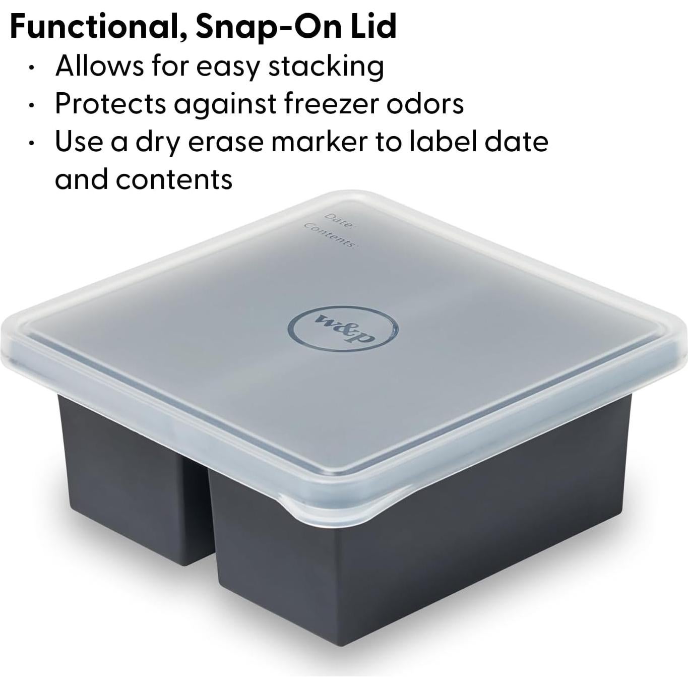 Bandeja de Congelador Silicona W&P Cup Cubes 2 Tazas Carbón