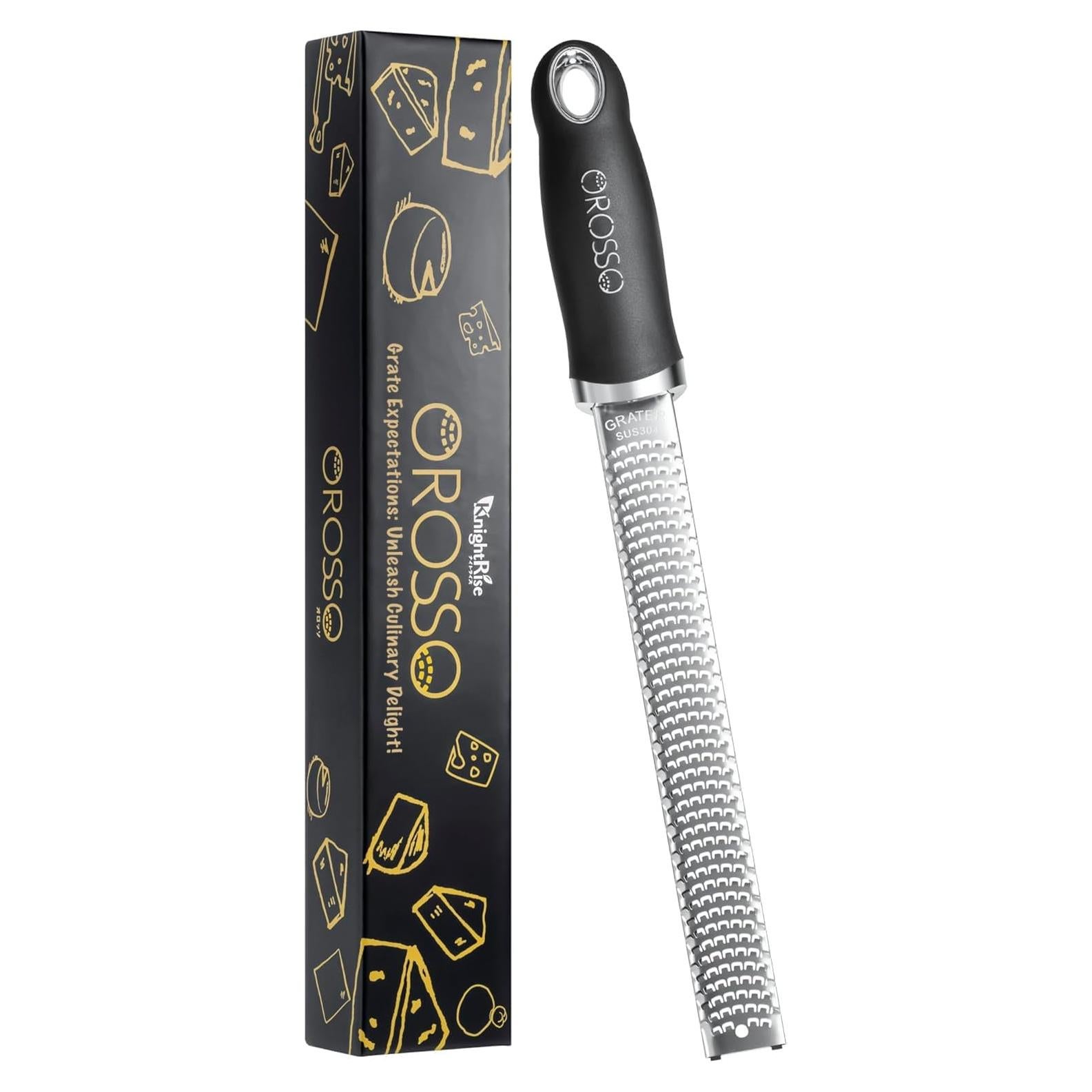 Rallador Zester OROSSO Negro para Queso y Cítricos 33cm