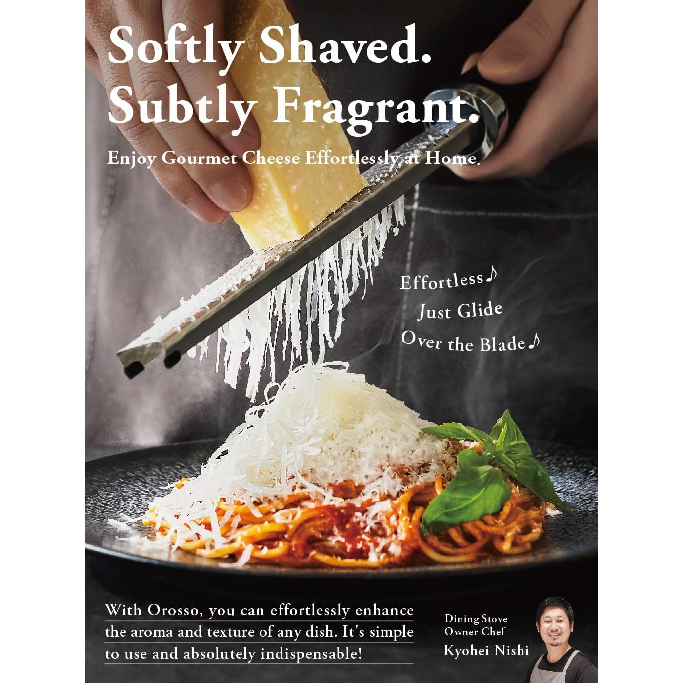 Rallador Zester OROSSO Negro para Queso y Cítricos 33cm