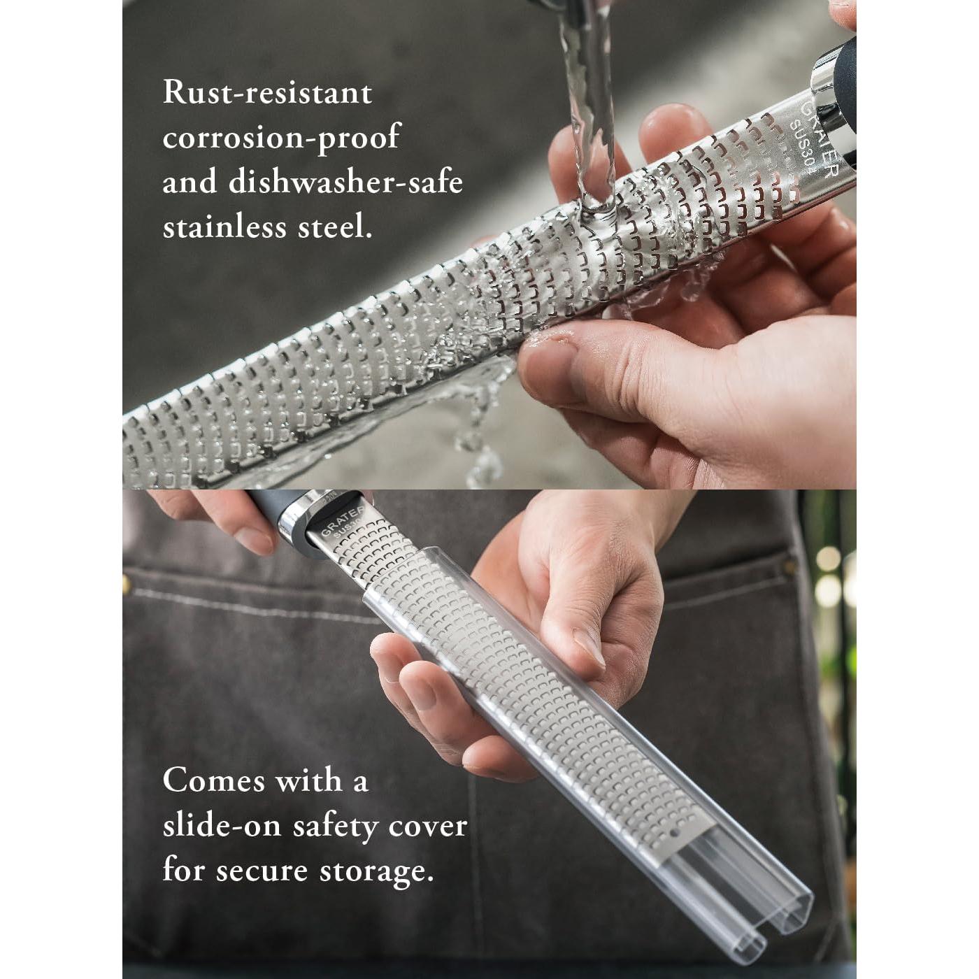 Rallador Zester OROSSO Negro para Queso y Cítricos 33cm