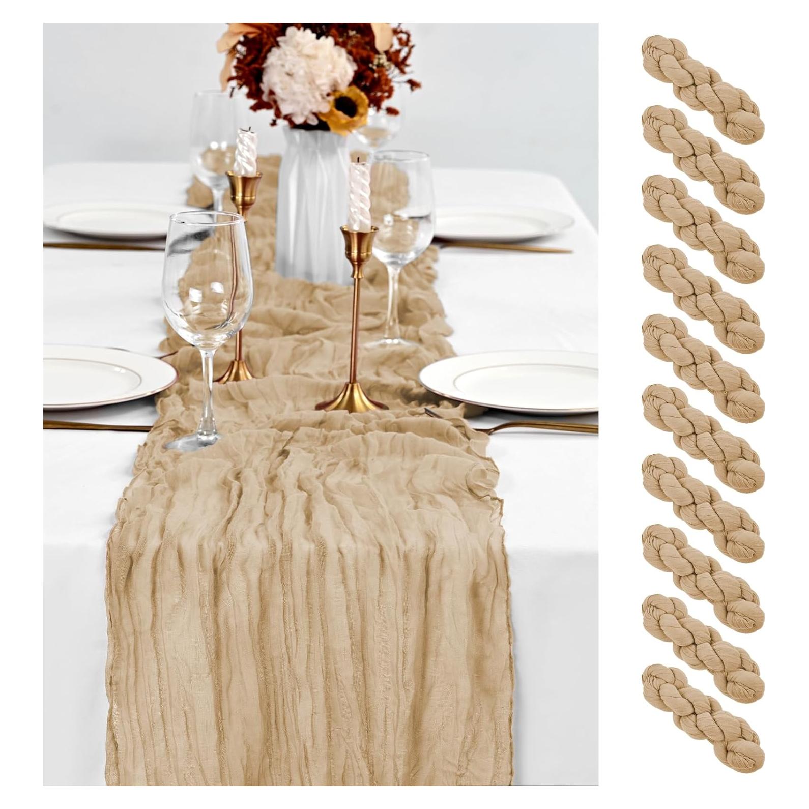 Paquete de 10 Caminos de Mesa de Gasa Beige 50.8x304.8 cm