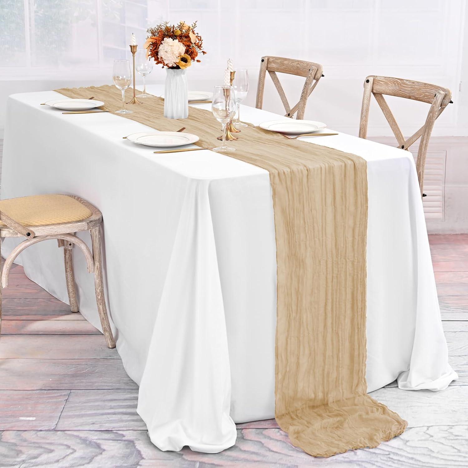 Paquete de 10 Caminos de Mesa de Gasa Beige 50.8x304.8 cm