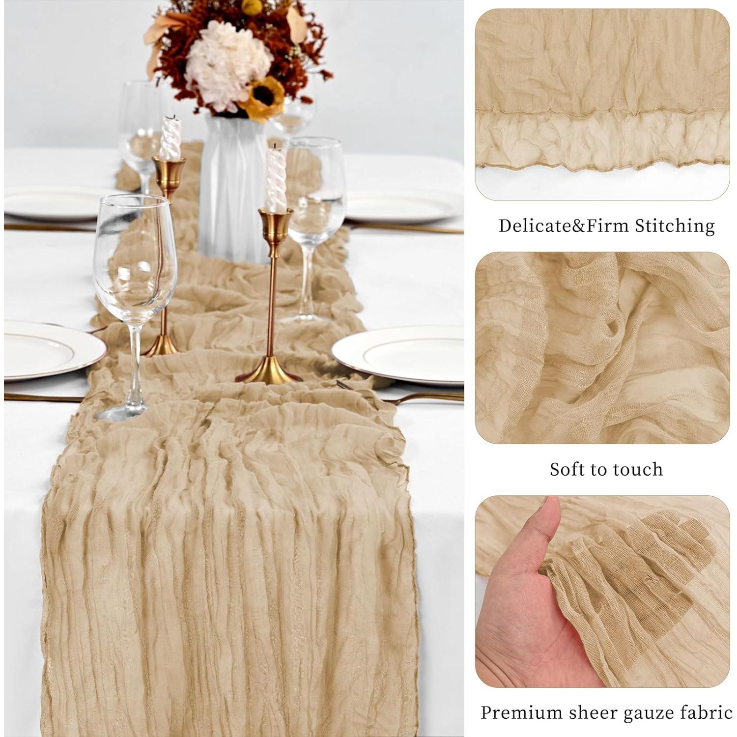 Paquete de 10 Caminos de Mesa de Gasa Beige 50.8x304.8 cm