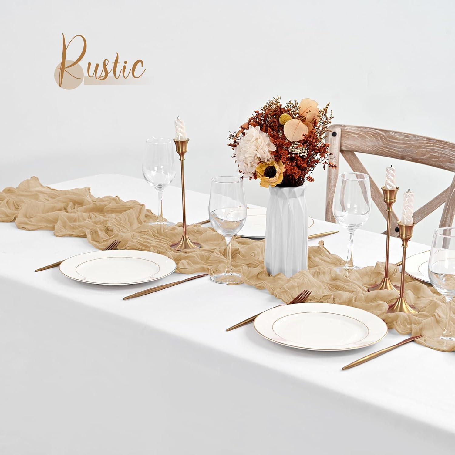 Paquete de 10 Caminos de Mesa de Gasa Beige 50.8x304.8 cm