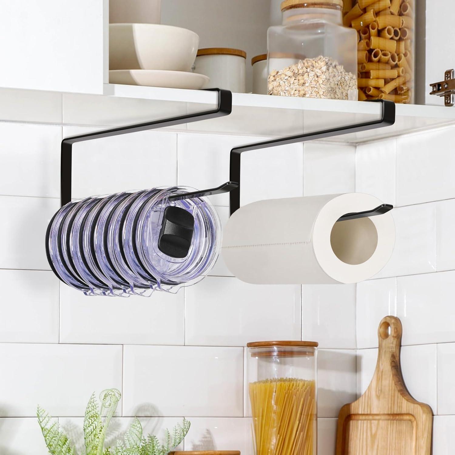 Organizador de Tapas de Tazas Lucasden - Soporte Bajo Gabinete Negro