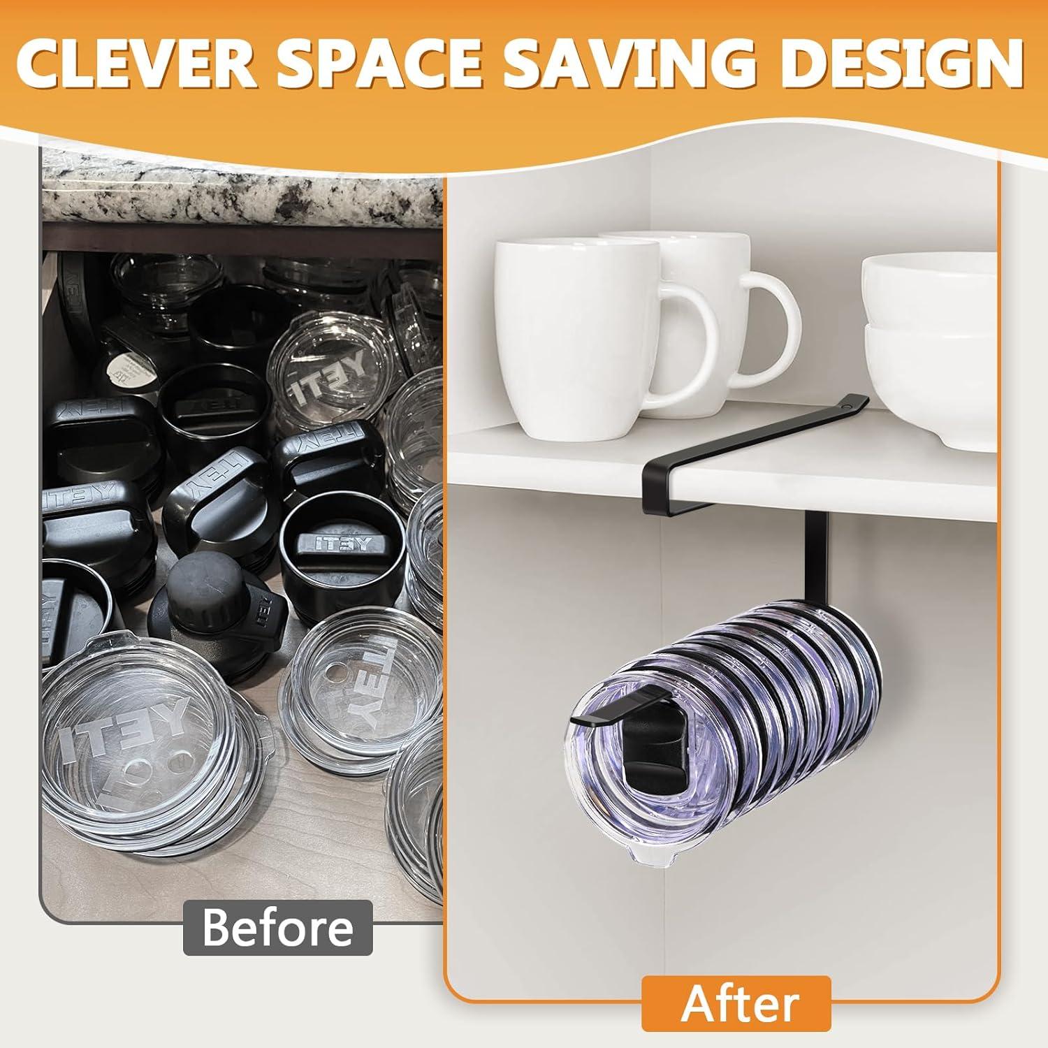 Organizador de Tapas de Tazas Lucasden - Soporte Bajo Gabinete Negro