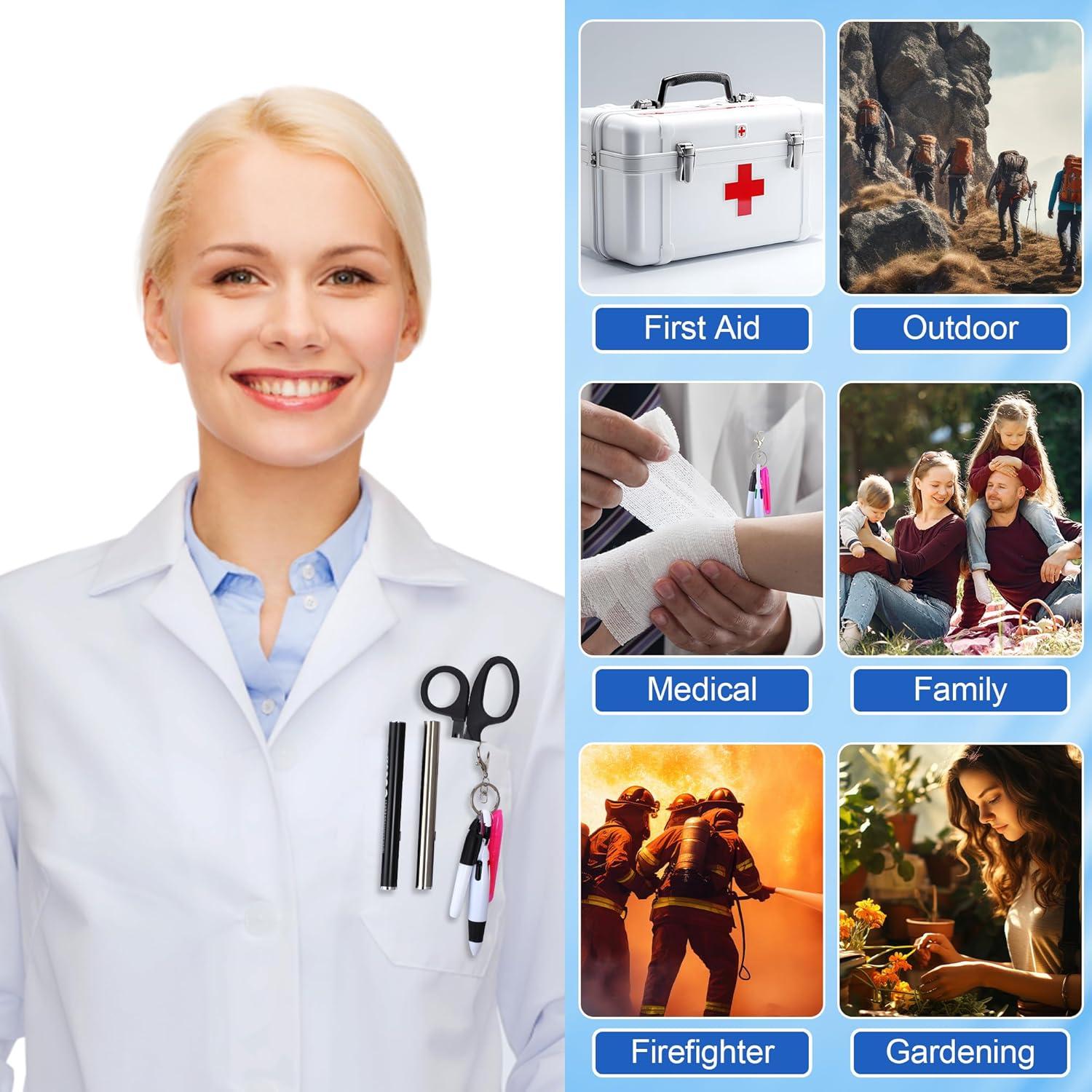 Conjunto de Herramientas para Enfermeras Enhon 6 Piezas - Linternas LED, Tijeras 15 cm, Marcadores