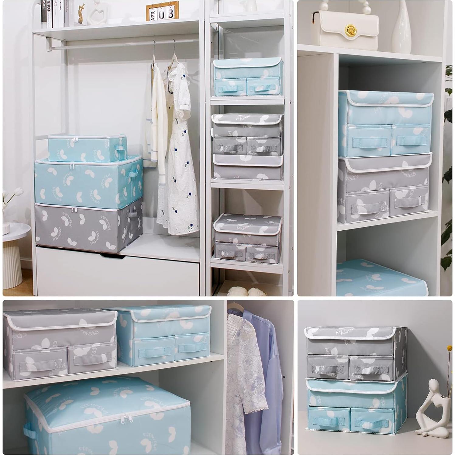 Organizador de Cajón EASEVE Gris 3 en 1 para Ropa y Calcetines