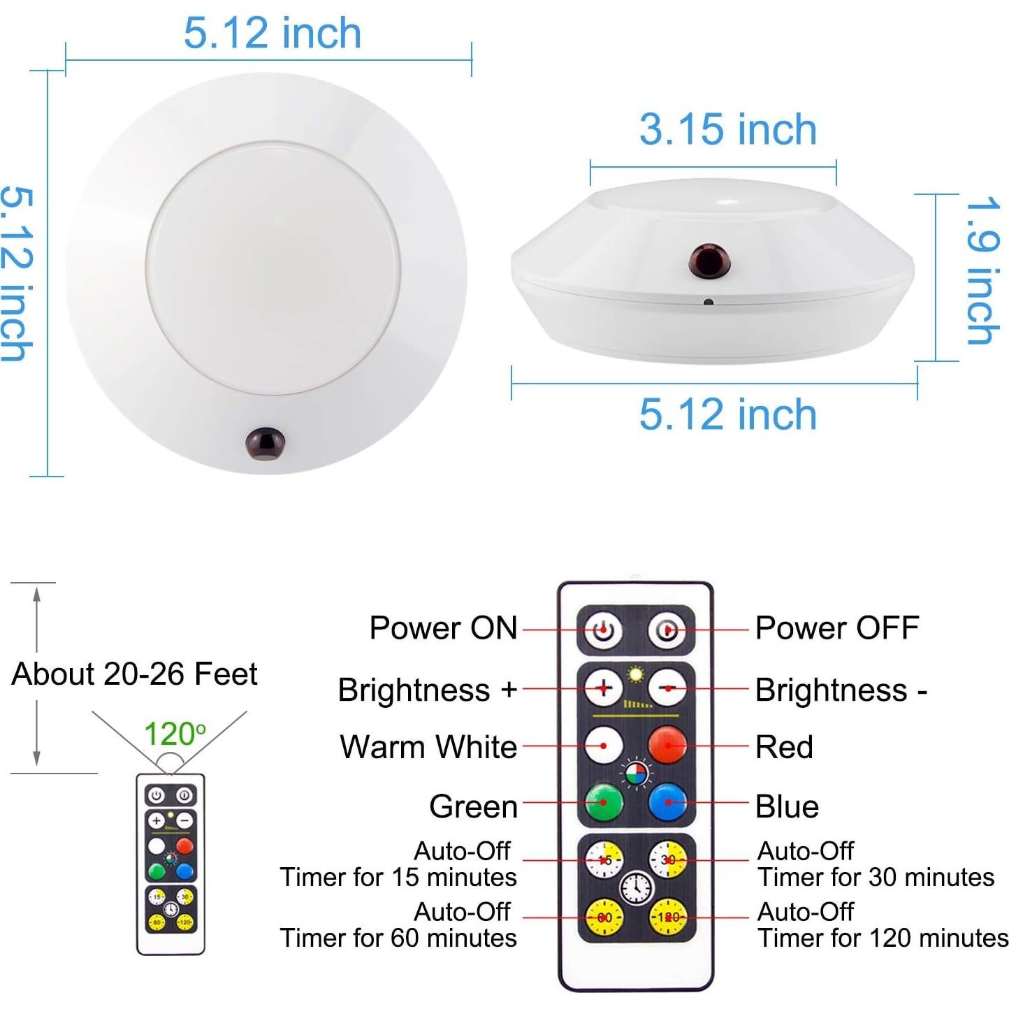 Luz de Techo LED BIGLIGHT Inalámbrica 170 Lúmenes 4 Colores