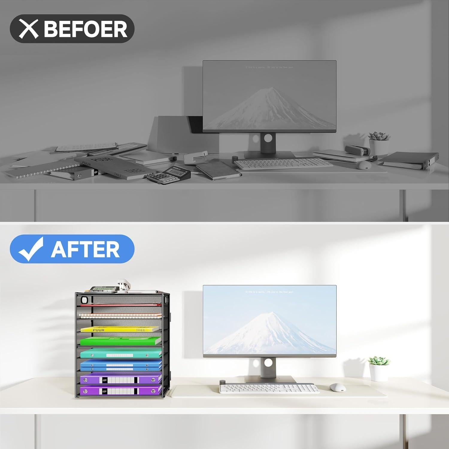Organizador de Escritorio Cawukege 9 Niveles Negro Ajustable