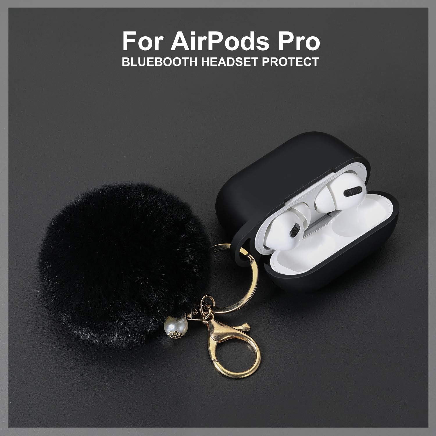 Funda Protectora Silicona AirPods Pro 2019 con Llavero Pom Pom