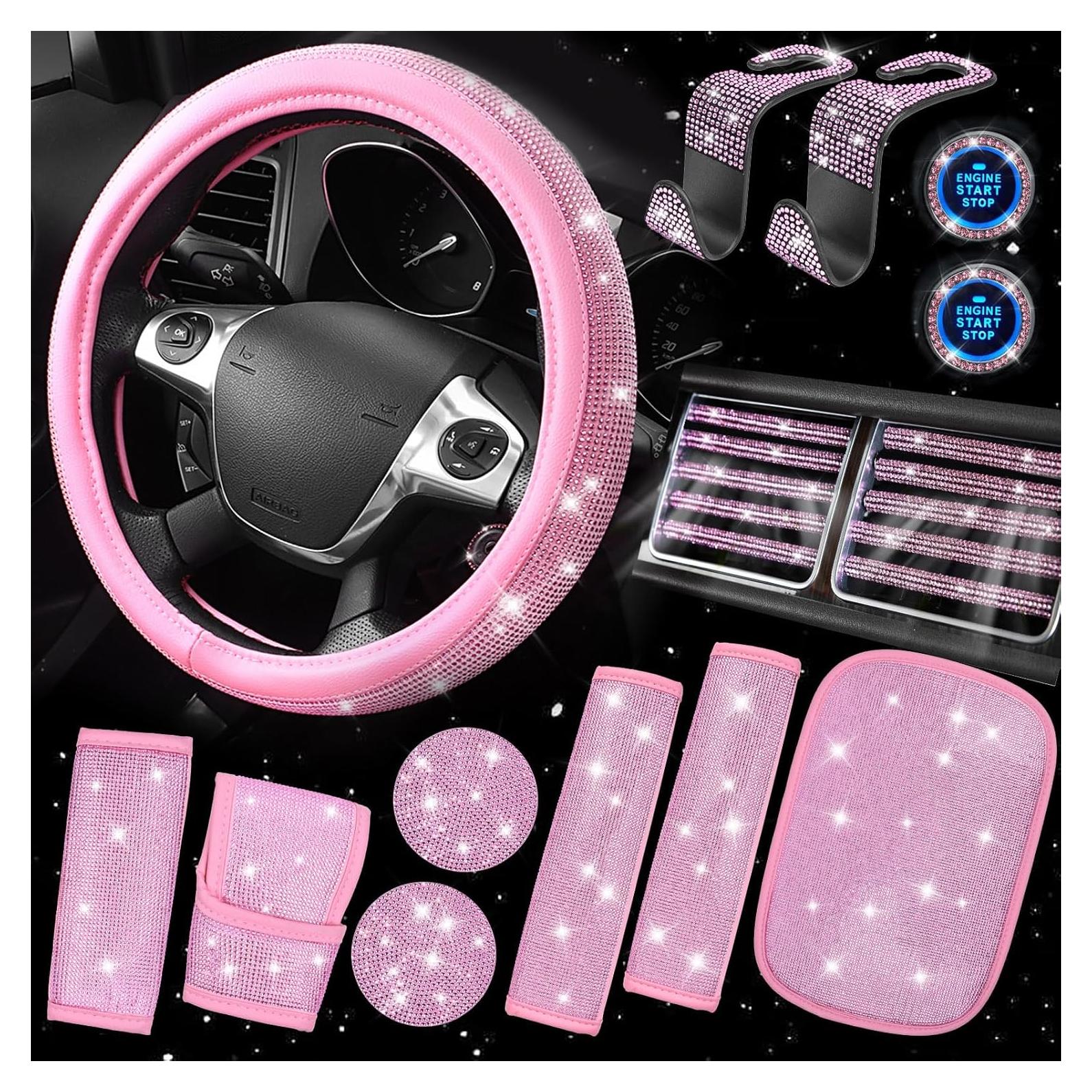 Juego de Accesorios para Auto CAR PASS Rosa 22 Pcs Brillantes