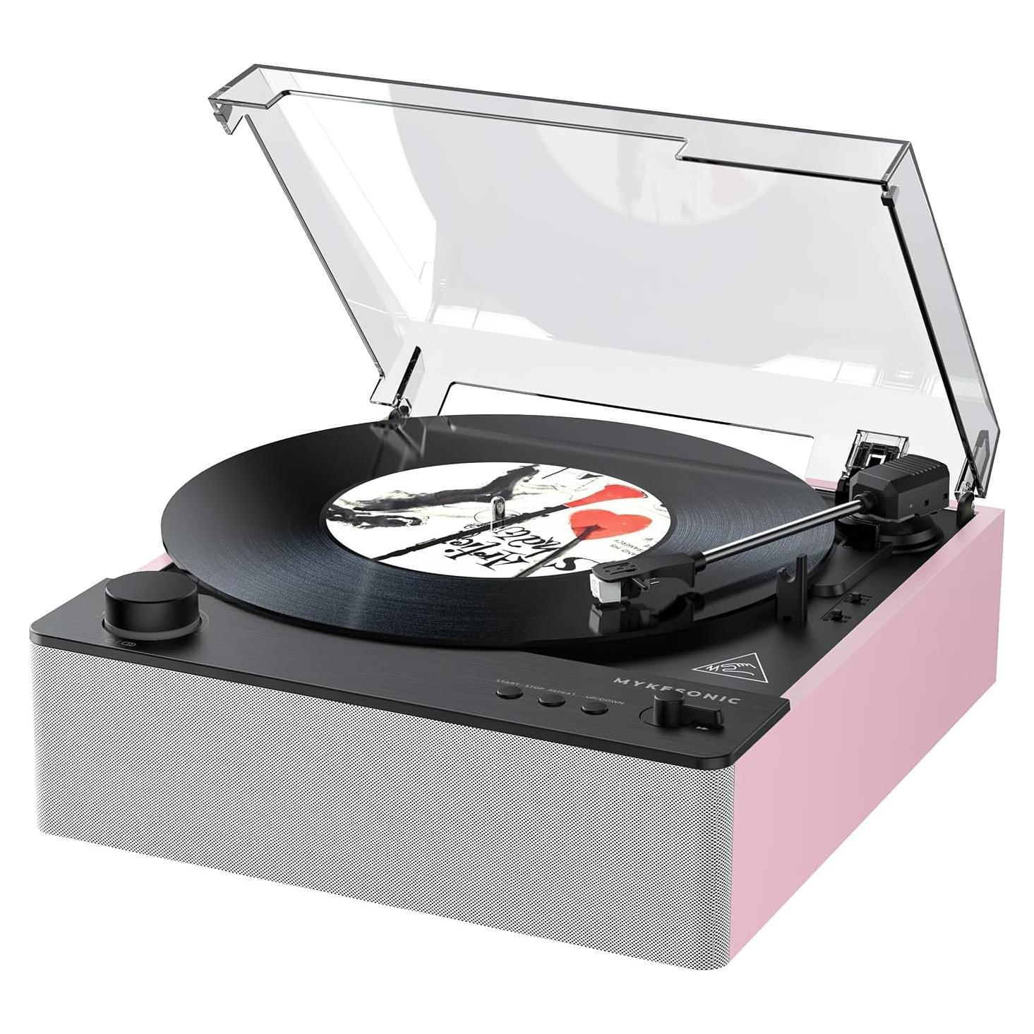 Tocadiscos Automático MYKESONIC Rosa Bluetooth Hi-Fi