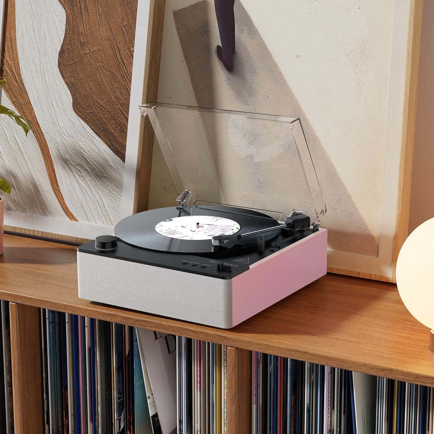 Tocadiscos Automático MYKESONIC Rosa Bluetooth Hi-Fi