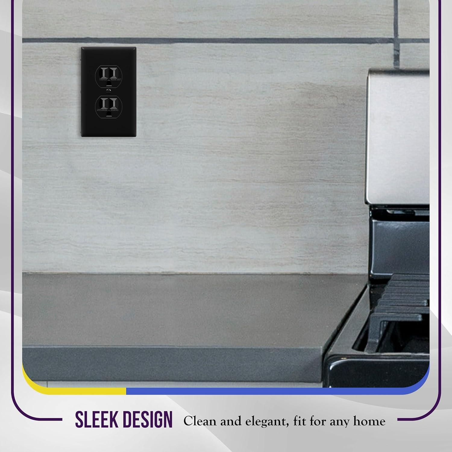 Placa de Pared Dúplex ENERLITES 11.43x7.01cm Negro