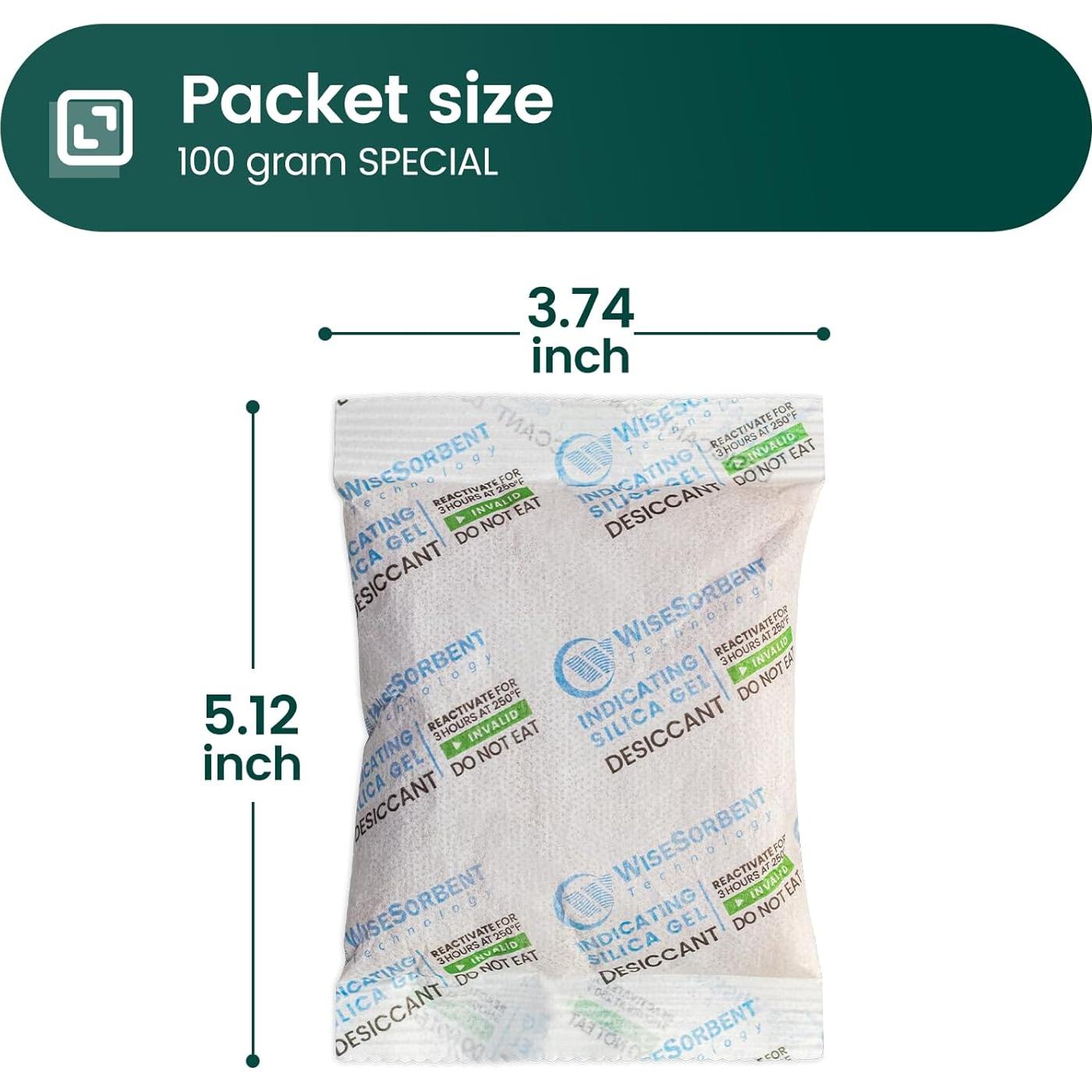 12 Paquetes de Gel de Sílice 100g Recargables Wisesorbent