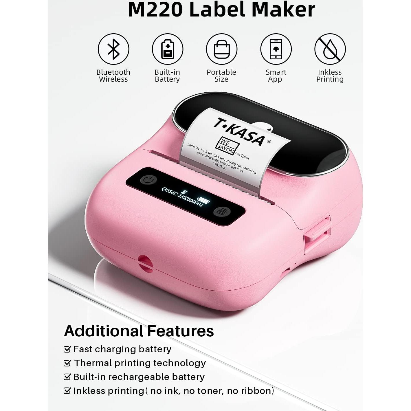 Impresora de Etiquetas Térmicas Phomemo M220 Rosa Inalámbrica