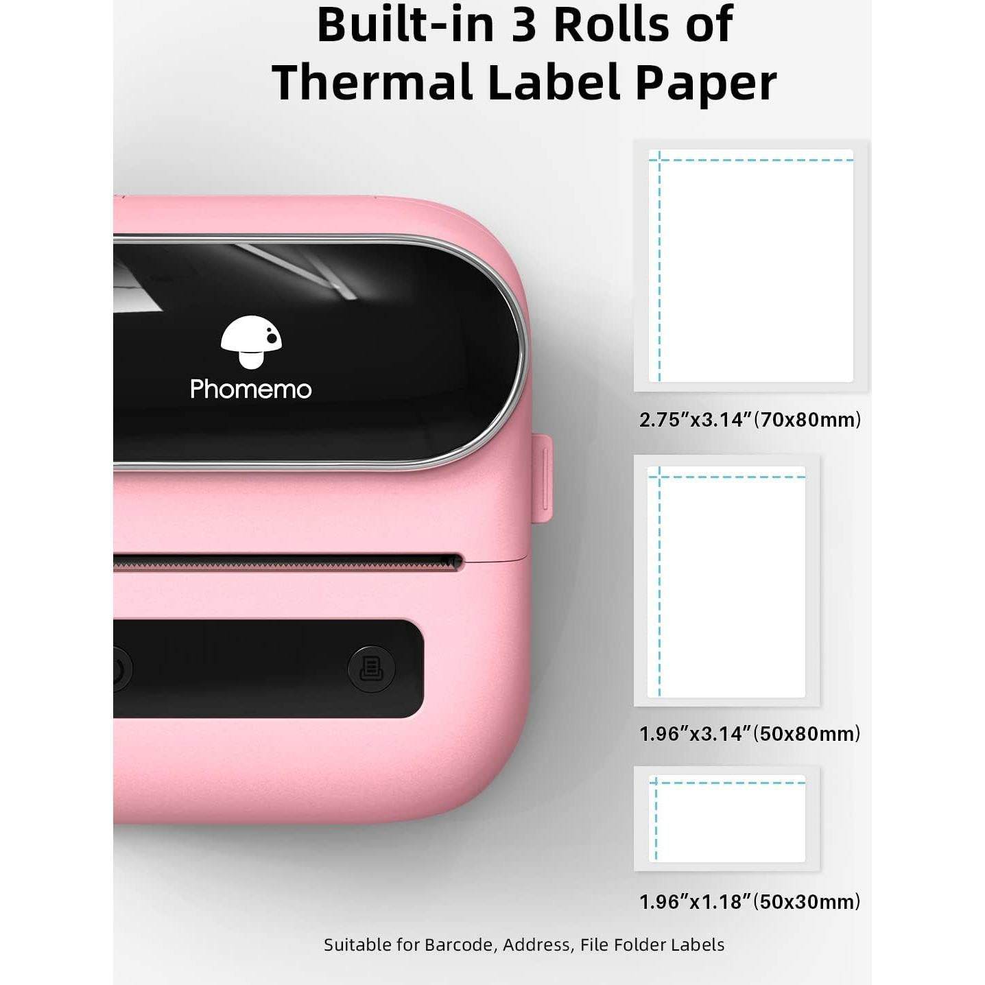 Impresora de Etiquetas Térmicas Phomemo M220 Rosa Inalámbrica