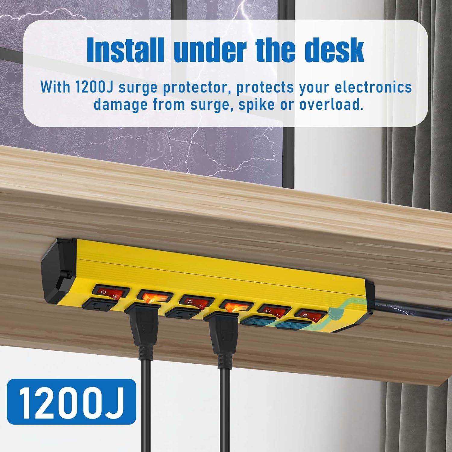 Regleta de Metal ANNQUAN 6 Salidas con Interruptores 0.91m