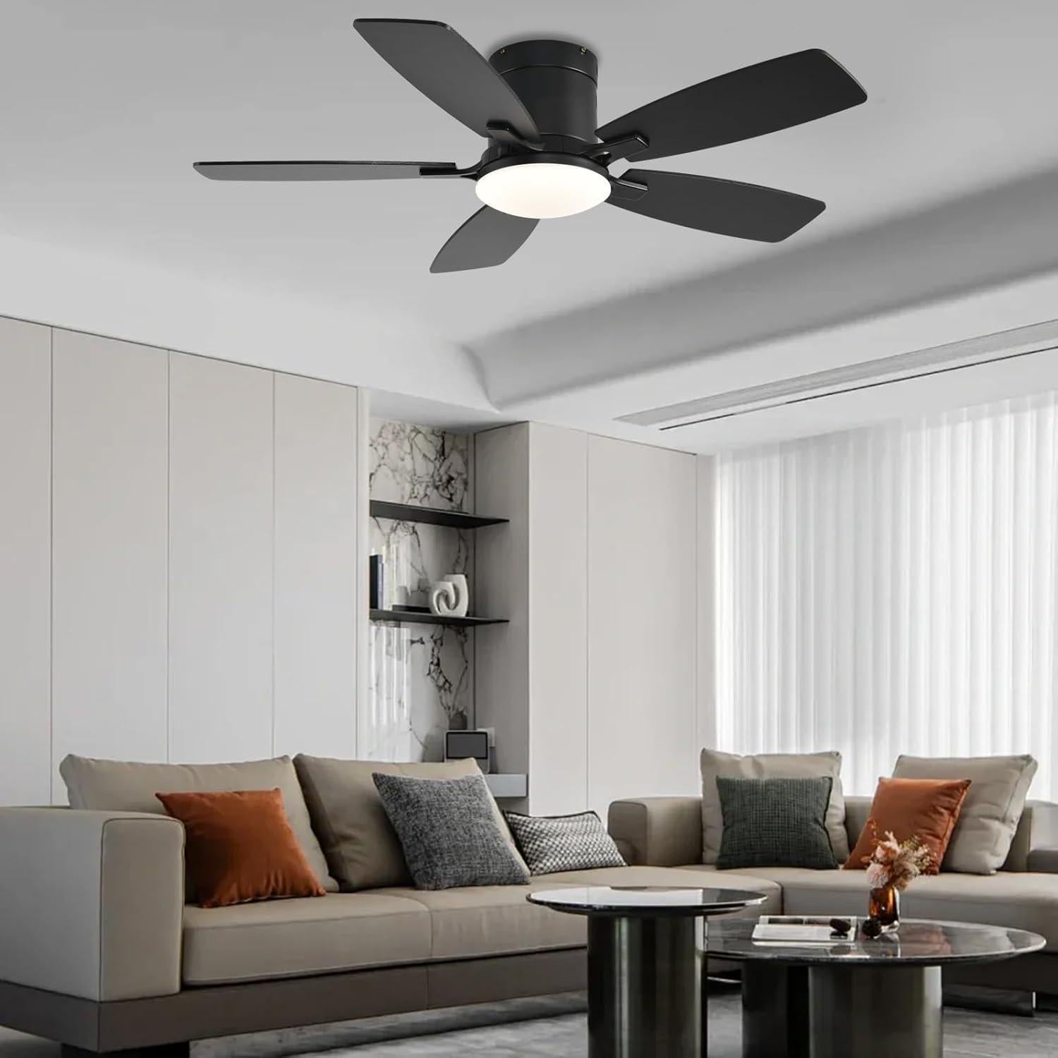 Ventilador de Techo Ayaoty 42" Negro con Luz LED y Control Remoto