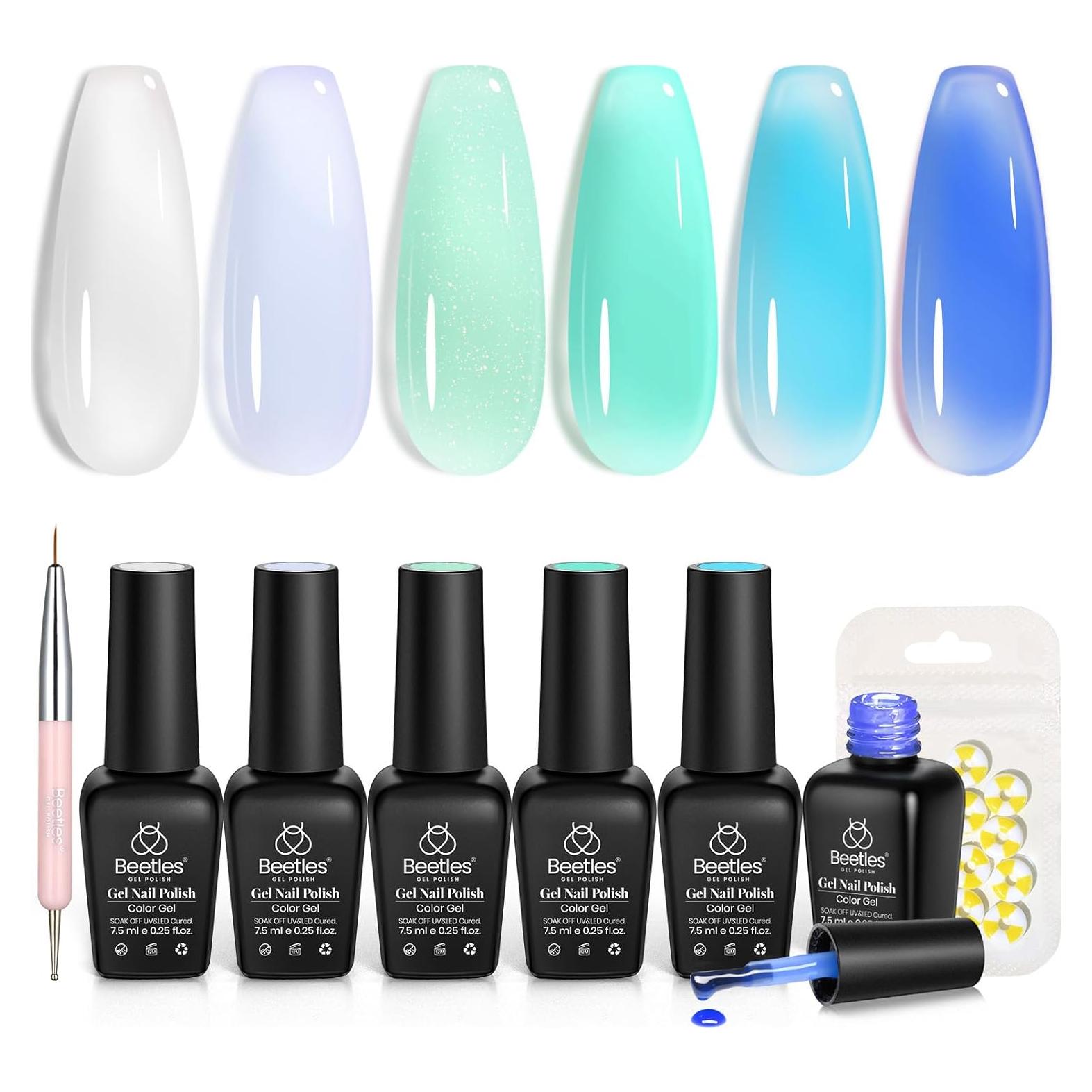 Kit de Esmalte de Uñas Jelly Gel Beetles 6 Colores Verano