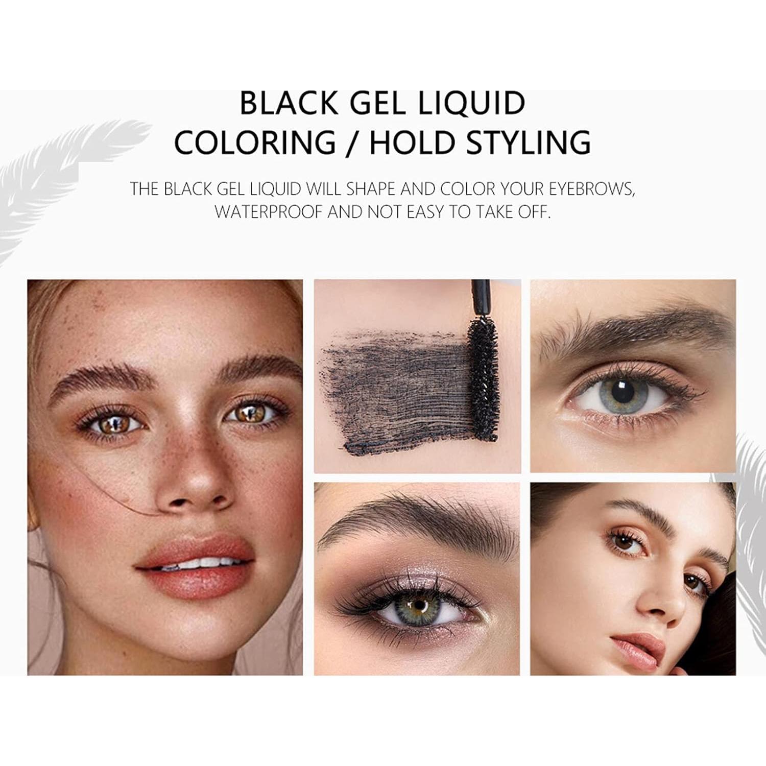 Gel Fijador de Cejas Negro DAGEDA - Resistente al Agua, 2 Unidades