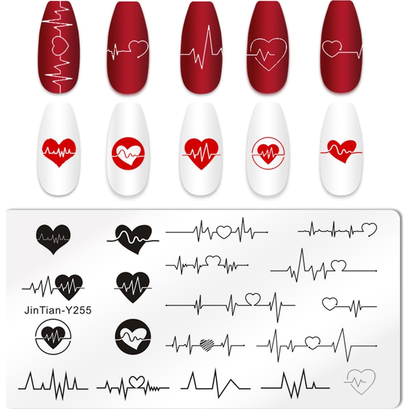 Kit de Estampado de Uñas Corazón DANNEASY 6 Piezas 12x6cm