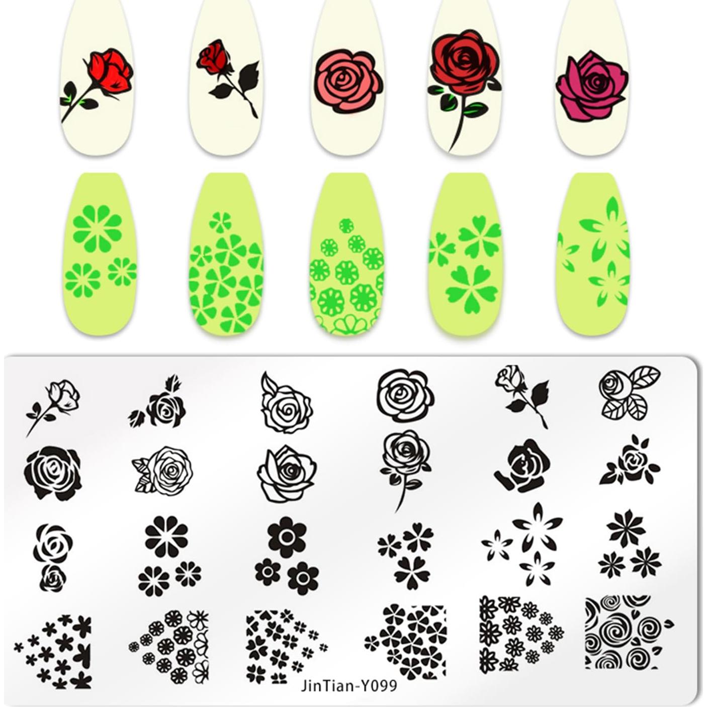 Kit de Estampado de Uñas Corazón DANNEASY 6 Piezas 12x6cm