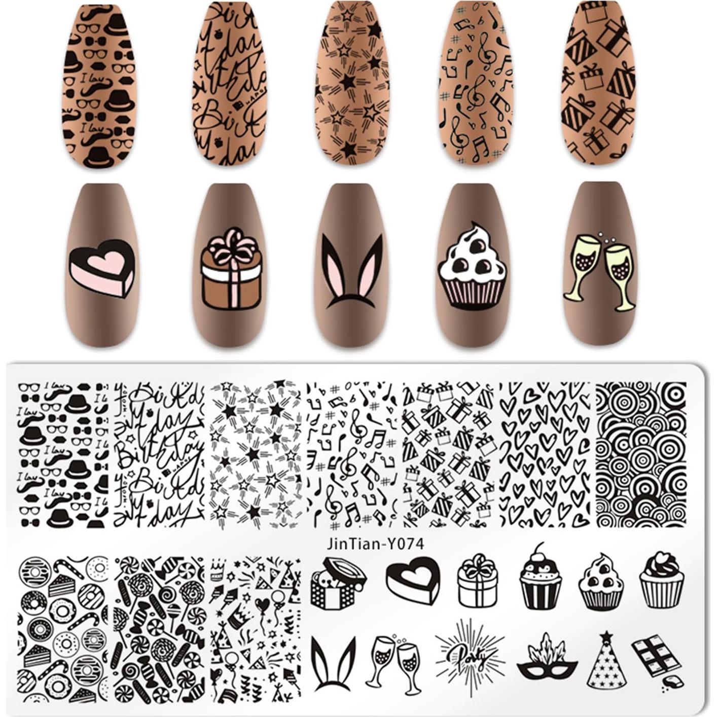 Kit de Estampado de Uñas Corazón DANNEASY 6 Piezas 12x6cm