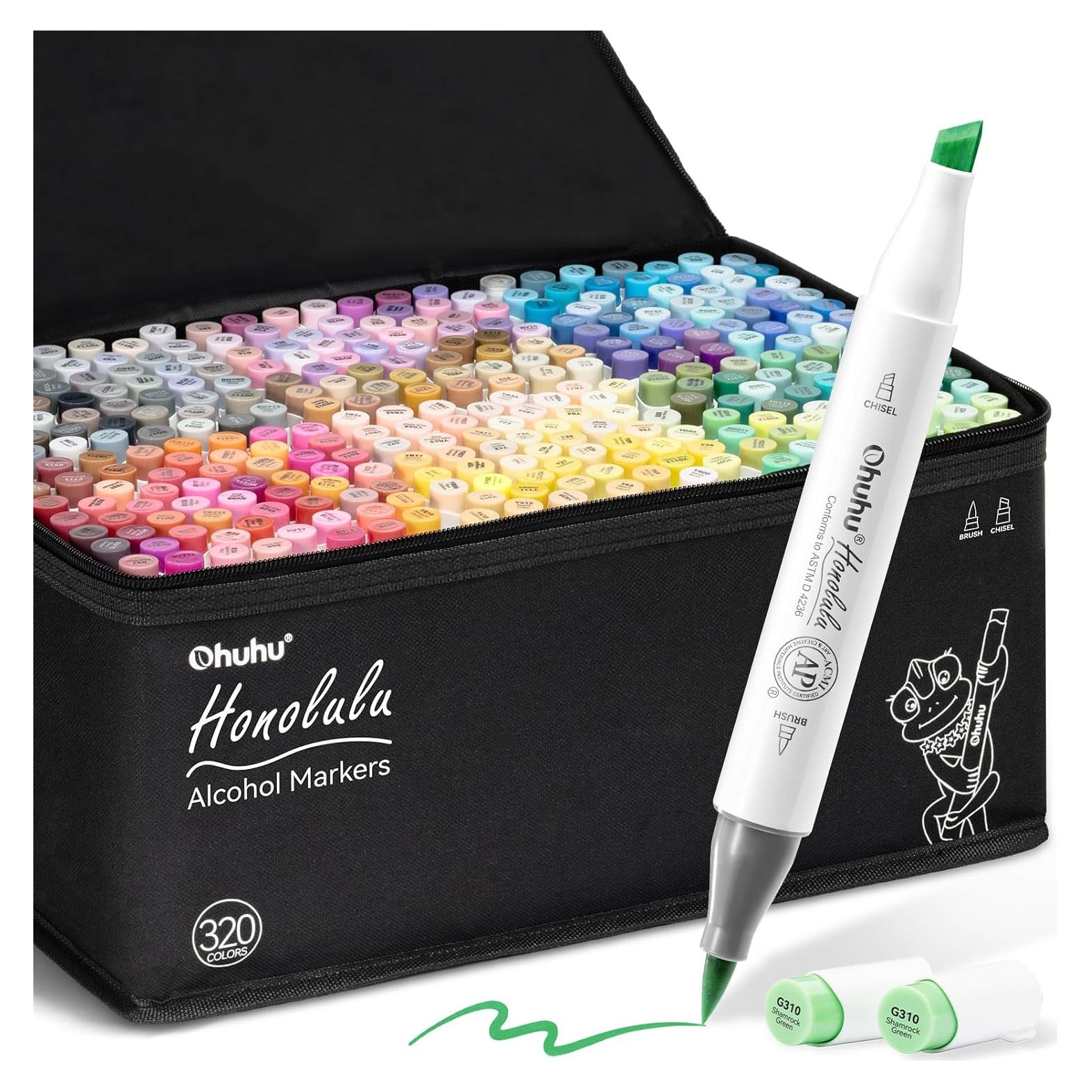 Set de Marcadores de Alcohol Ohuhu 320 Colores Doble Punta