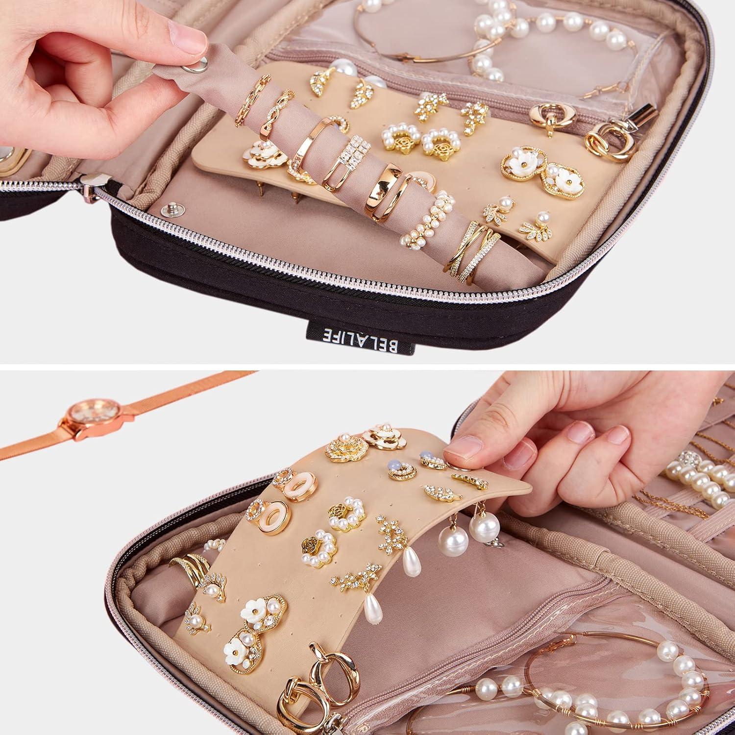 Estuche Organizador de Joyería de Viaje BELALIFE Negro 24.1x16.5cm