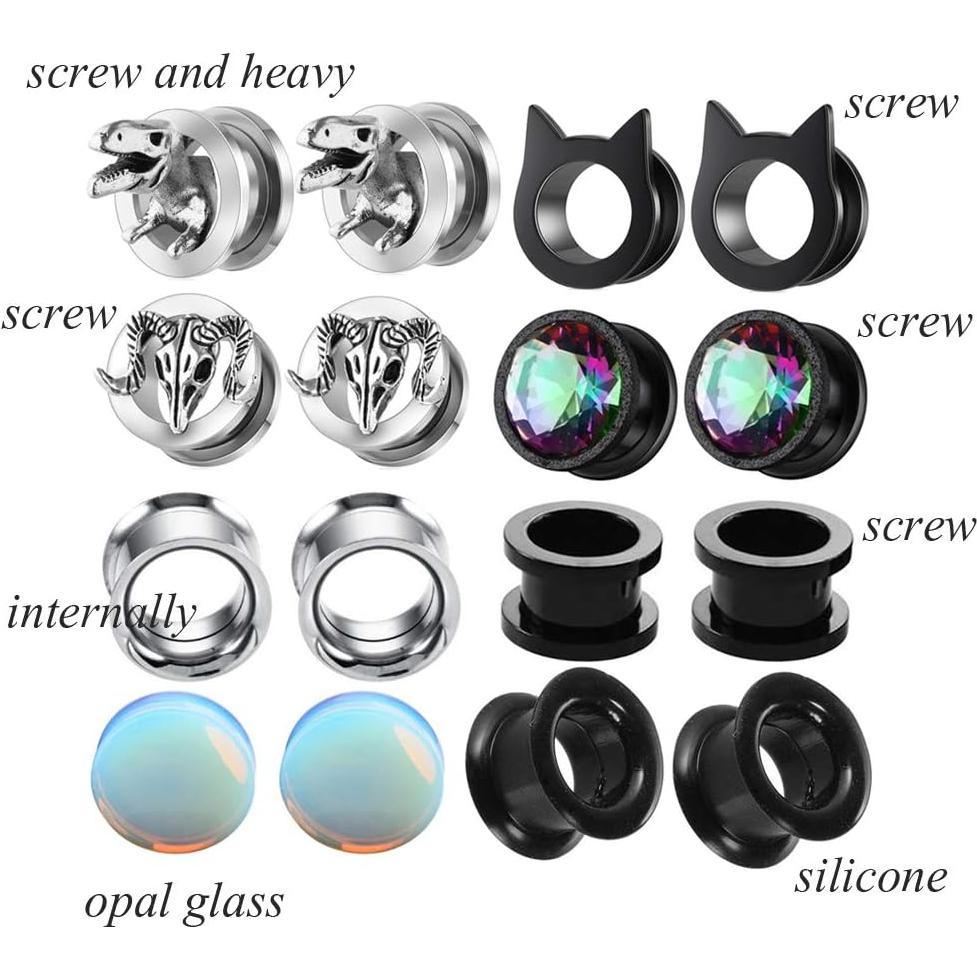 Tapones de Oído TIANCI FBYJS 8 Pares Acero Inoxidable 12mm