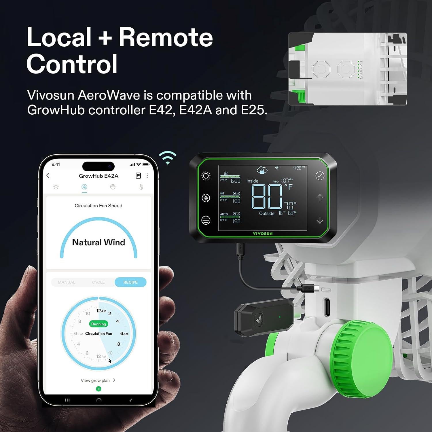 Ventilador de Clip VIVOSUN AeroWave E6 15,24 cm Wi-Fi