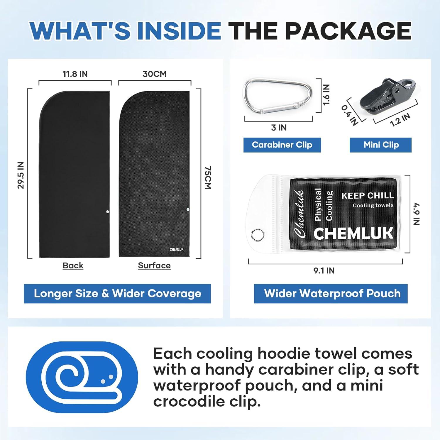 Toalla Refrigerante con Capucha CHEMLUK - 76.2x30.5 cm, Negro