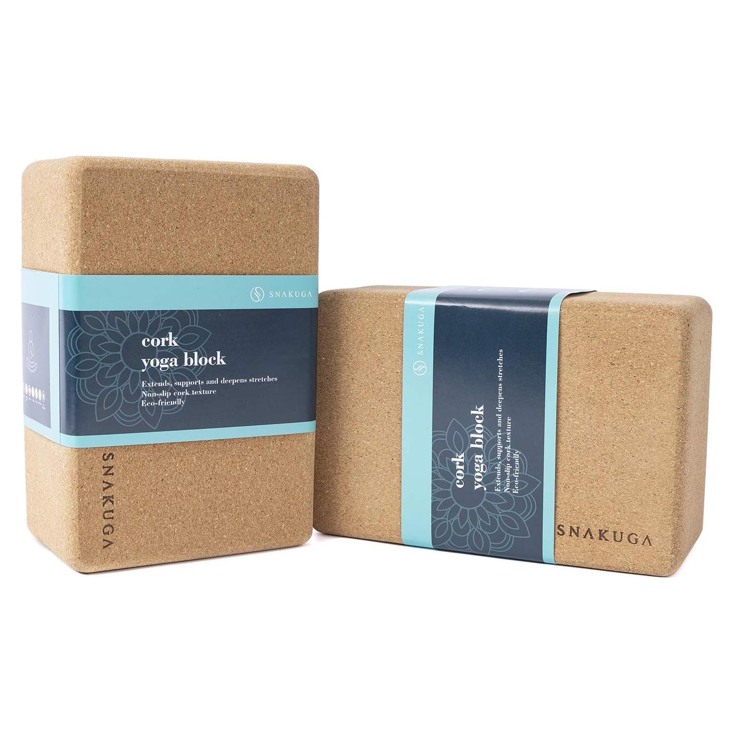 Bloques de Yoga de Corcho SNAKUGA Paquete de 2 Antideslizantes