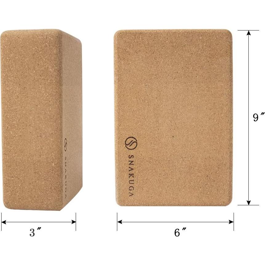 Bloques de Yoga de Corcho SNAKUGA Paquete de 2 Antideslizantes