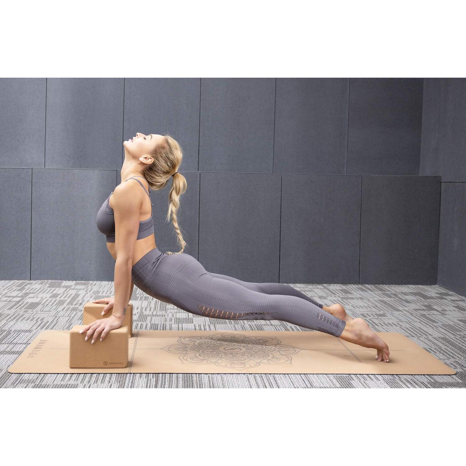 Bloques de Yoga de Corcho SNAKUGA Paquete de 2 Antideslizantes