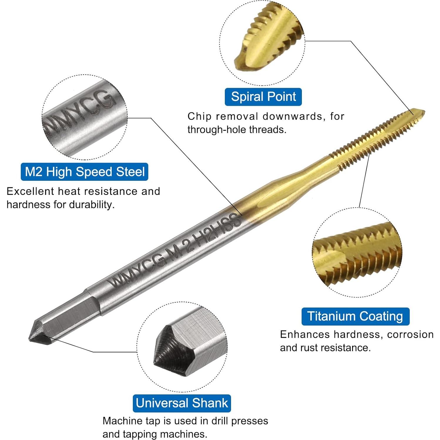Juego de Brocas y Machos Metrico uxcell M2 x 0.4 y 1.6mm