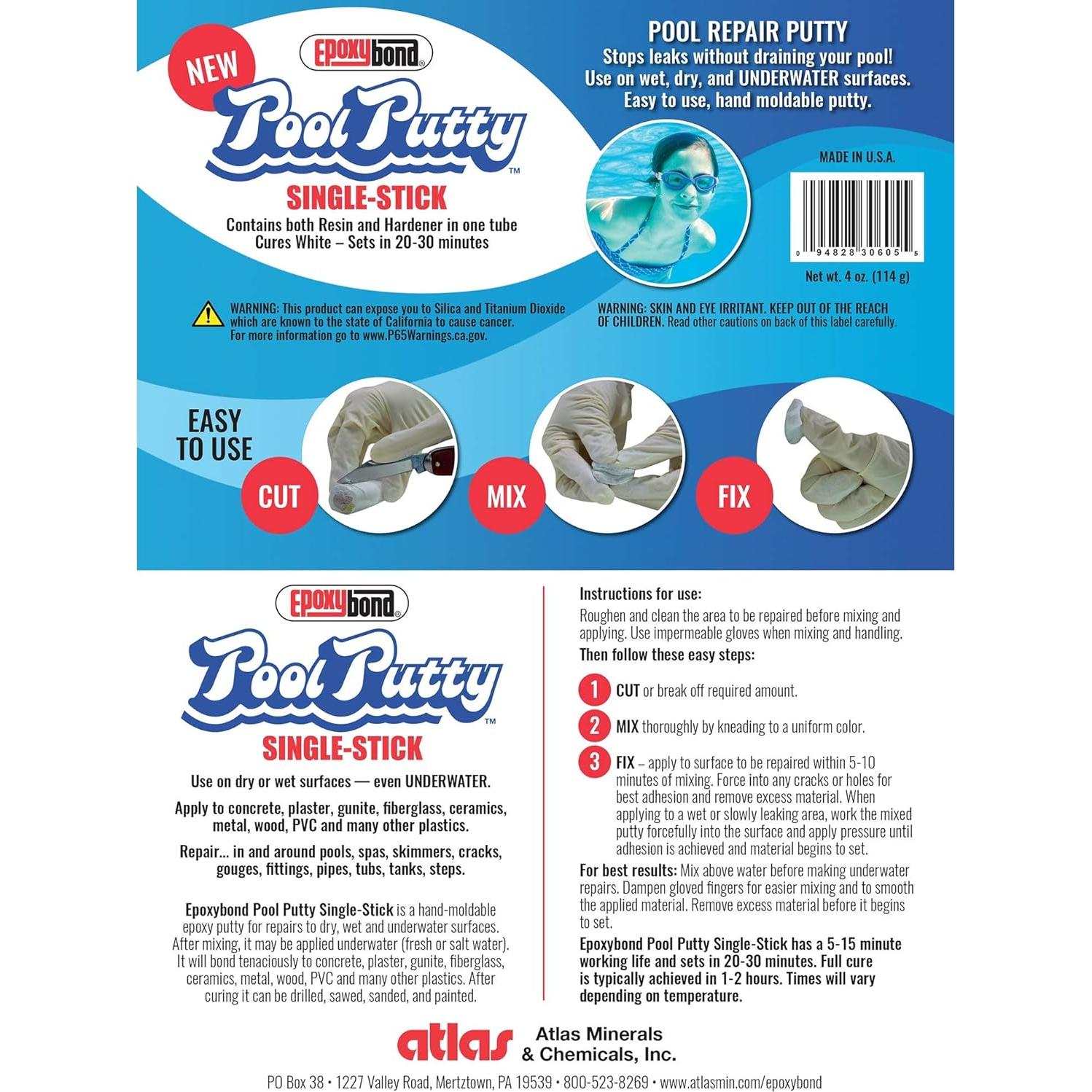 Masilla Epóxica Epoxybond 2 oz para Reparación de Piscinas