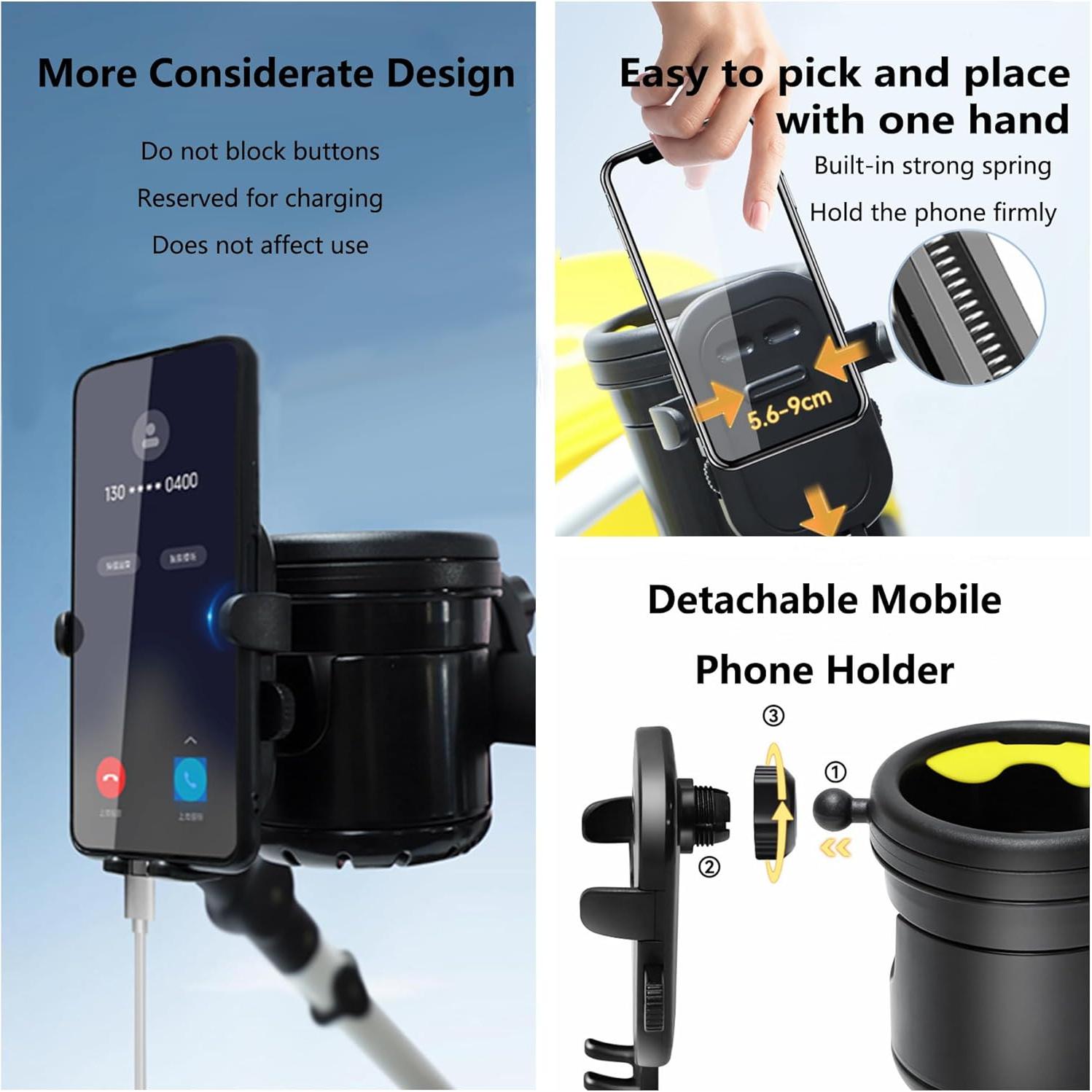 Soporte 3en1 para Tazas y Teléfono SteAnny - Negro