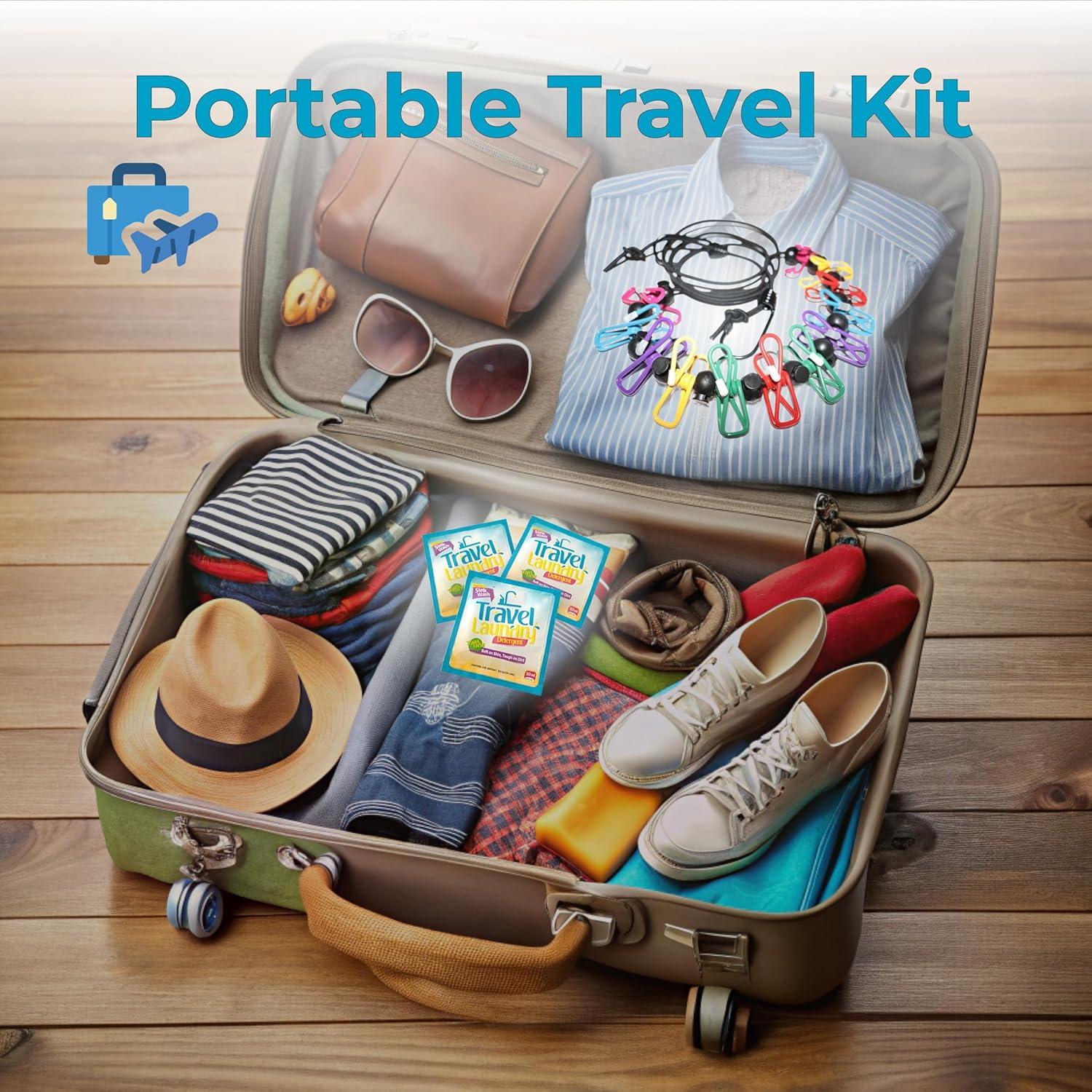 Kit de Lavandería de Viaje Skywin 8 Jabones 10ml + Línea de Ropa