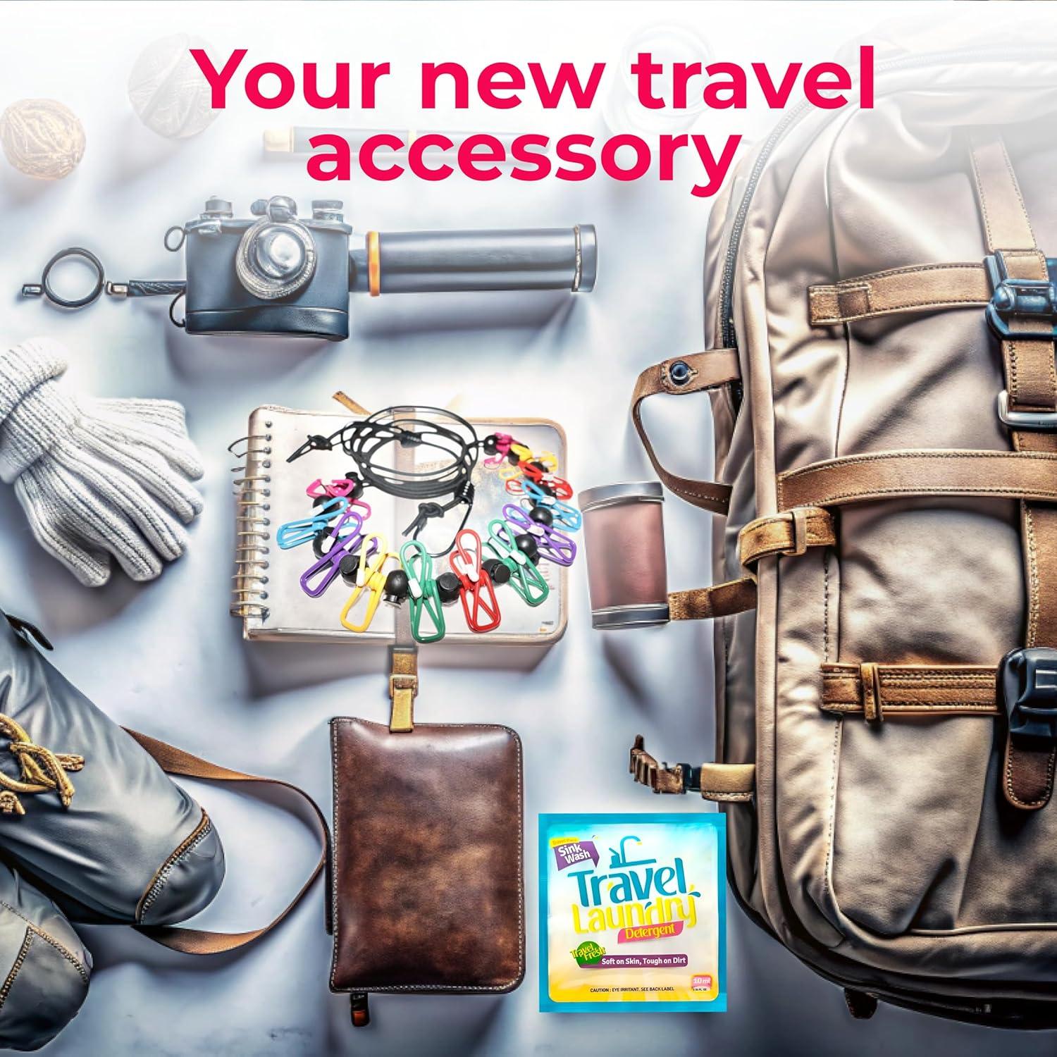 Kit de Lavandería de Viaje Skywin 8 Jabones 10ml + Línea de Ropa
