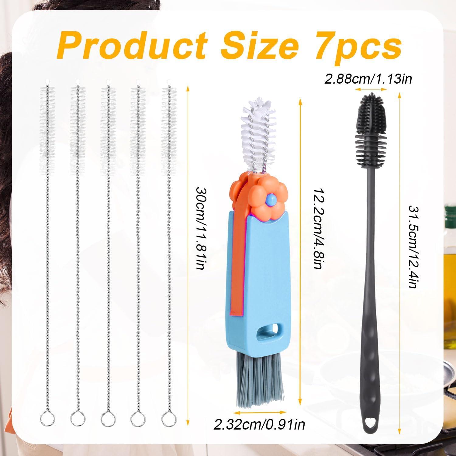 Juego de 7 cepillos limpiadores de botellas PEUTIER azul