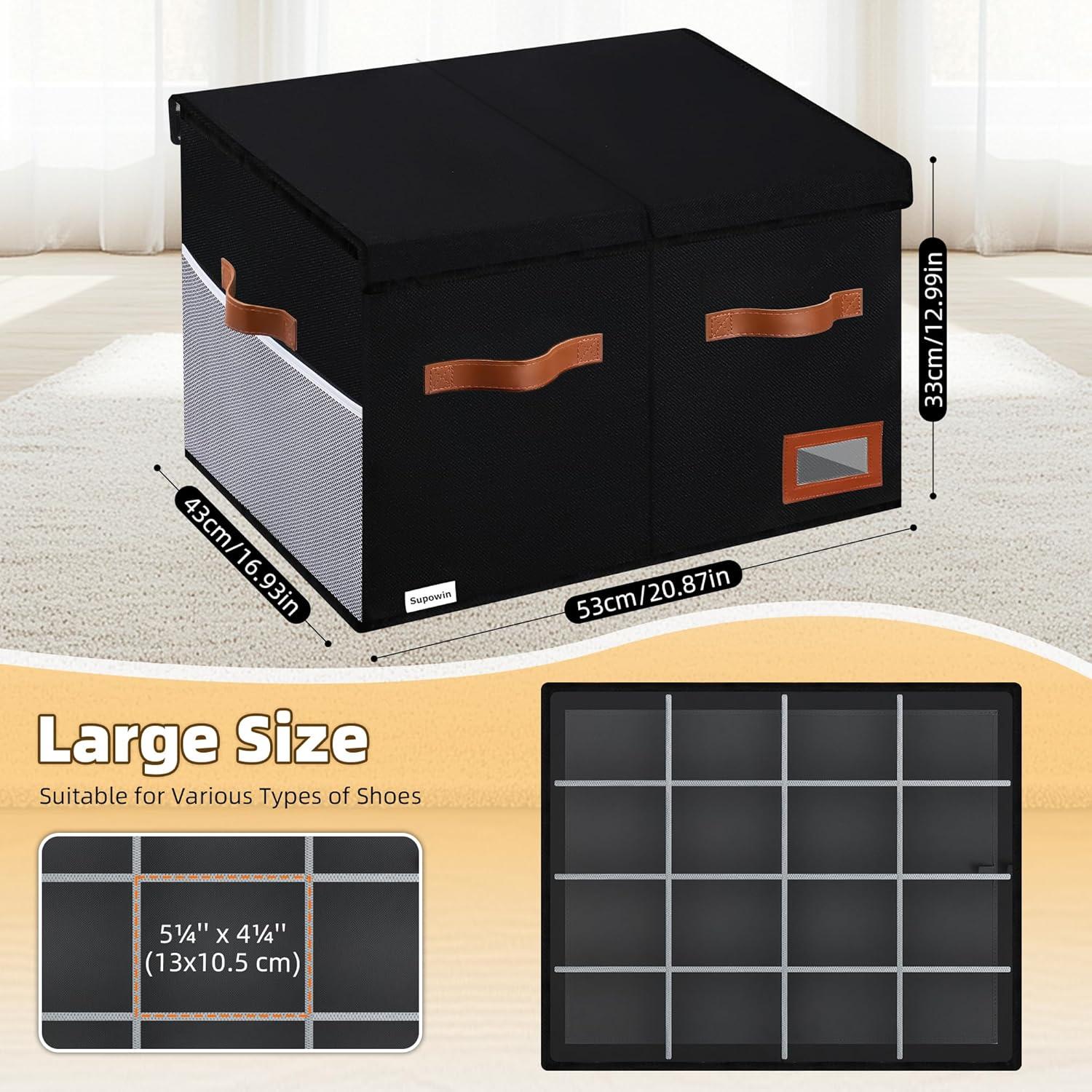 Organizador de Zapatos Supowin Plegable 16 Pares Negro