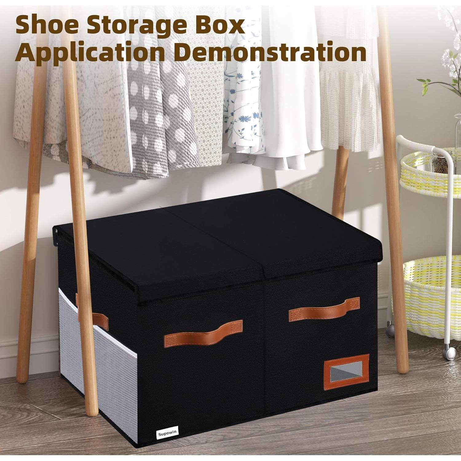 Organizador de Zapatos Supowin Plegable 16 Pares Negro