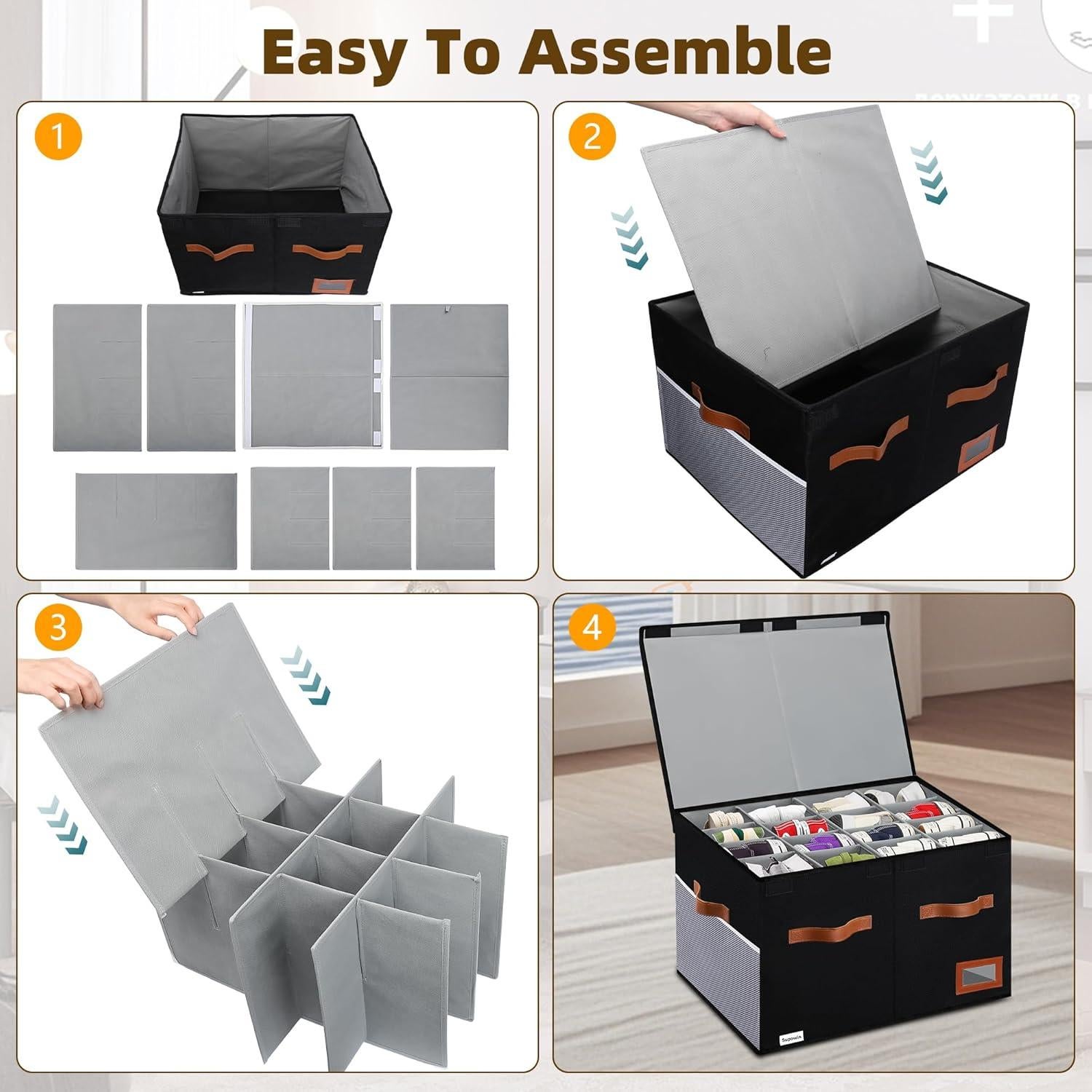 Organizador de Zapatos Supowin Plegable 16 Pares Negro