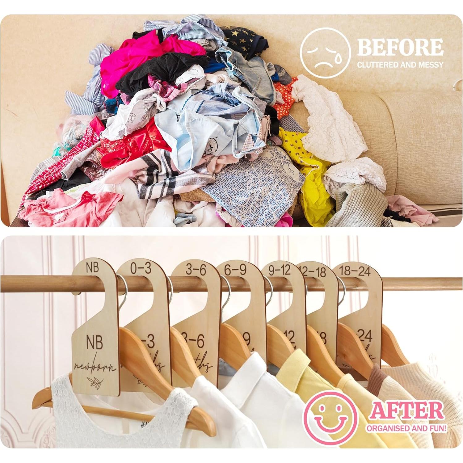 Divisores de Armario para Bebés HOUISM - Madera Natural 7 Piezas