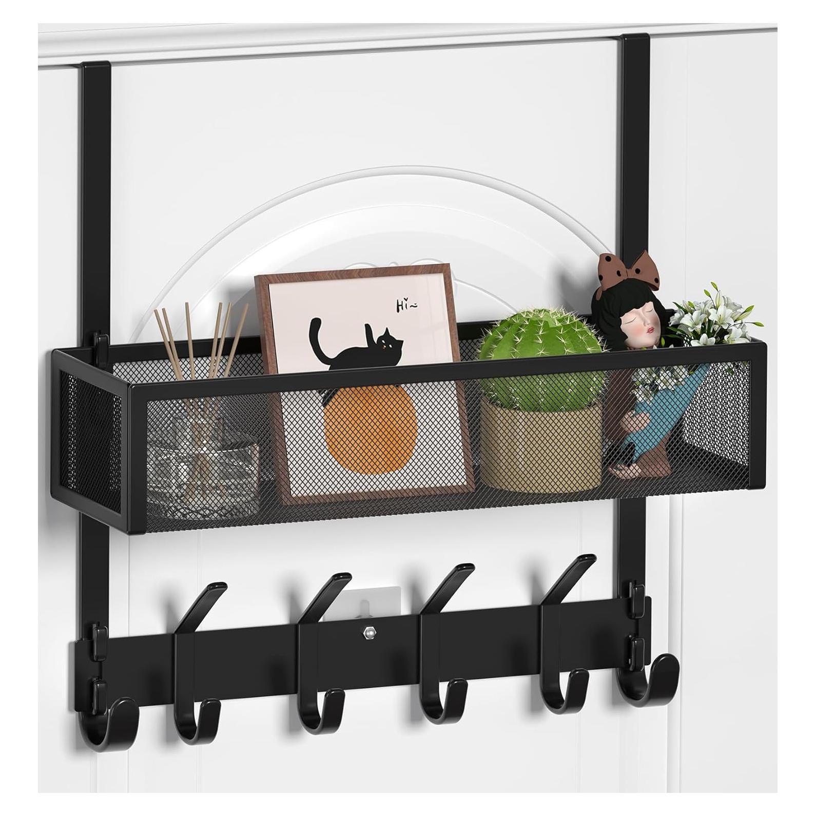 Organizador de Puerta Aimeaihe con 10 Ganchos y Canasta Negra